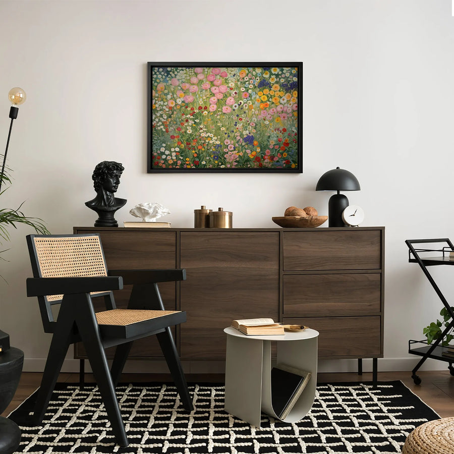 Wildflower Meadow Canvas Wall Art | Colorful Floral Landscape Painting | Premium Gallery-Wrapped Print | Botanical Home Decor Gift