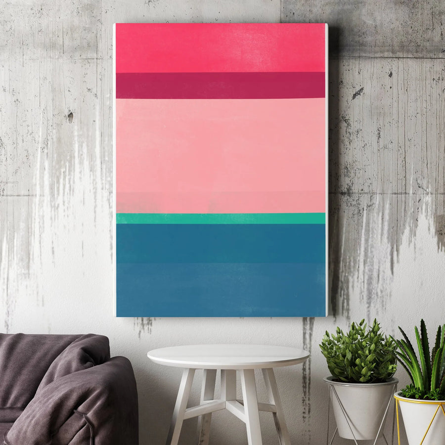 Abstract Color Block Vertical Canvas | Minimalist Geometric Stripe Art | Premium Thick Gallery Print | Modern Living Room & Office Decor Gift