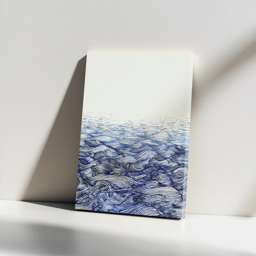 Abstract Ocean Wave Canvas Wall Art | Minimalist Japanese Wave Print | Premium Gallery Wrapped Canvas | Modern Coastal Home Decor Gift