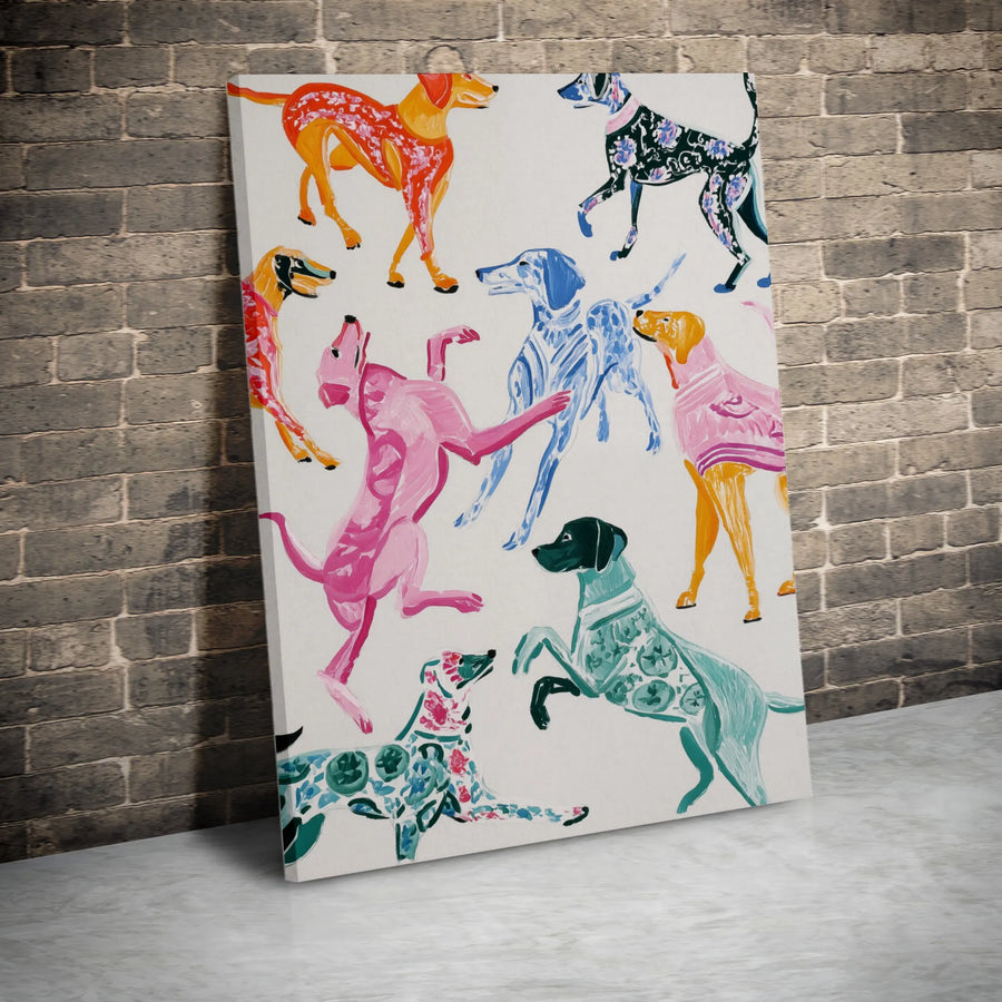 Colorful Dog Wall Art | Abstract Floral Canine Pattern | Premium Gallery Canvas | Vibrant Gift for Dog Lovers