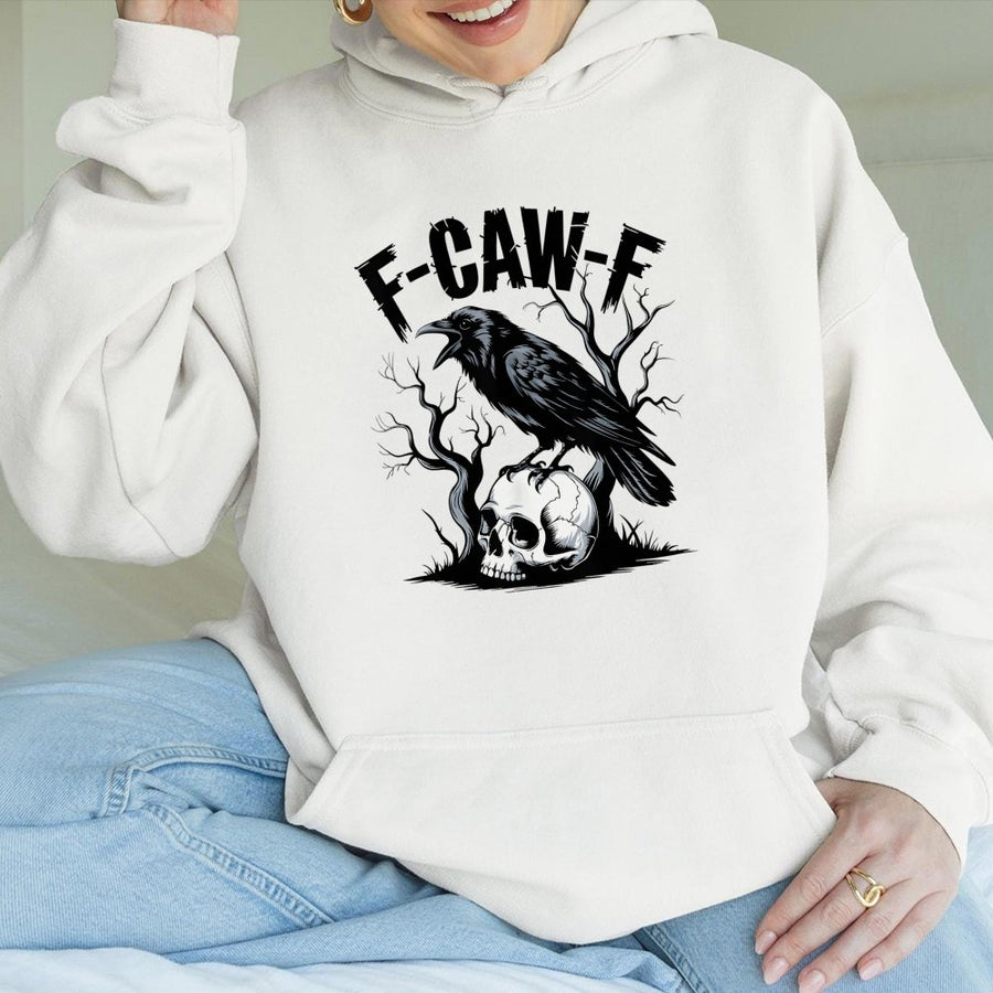 Crow Skull Hoodie | Gothic Raven Bird Graphic | Premium Cotton Blend Unisex Pullover | Spooky Alternative Aesthetic Gift for Men and Women