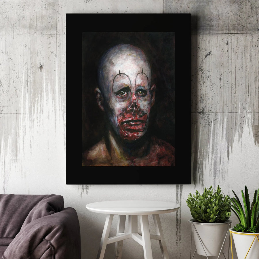 Creepy Clown Canvas Print | Macabre Portrait Painting | Premium Gallery Wrapped Canvas | Gothic Home Decor Gift