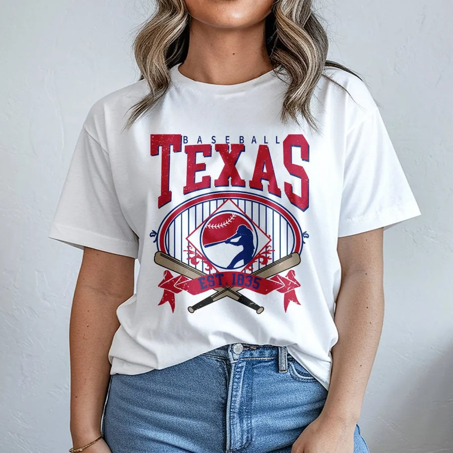 Texas Baseball T-Shirt | Vintage Style Game Day Sweatshirt | Premium Cotton Blend | Gift for Texas Sports Fan