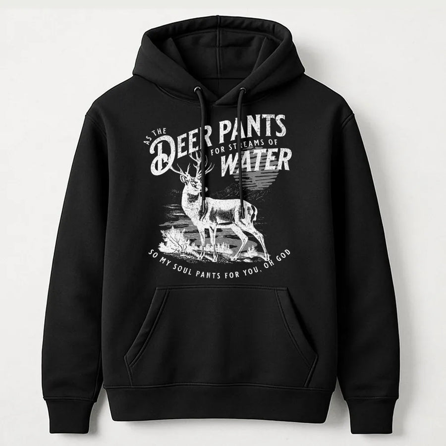 Psalm 42 Christian Hoodie | As The Deer Pants For Water Quote | Soft Cotton Blend Sweatshirt | Inspirational Religious Faith Gift for Men & Women