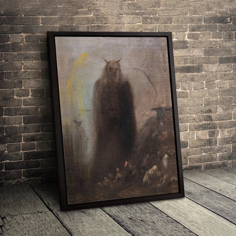 Gothic Demon Wall Art | Dark Surrealist Horror Canvas Print | Gallery Quality 1.25" Framed Decor | Spooky Home Interior Gift