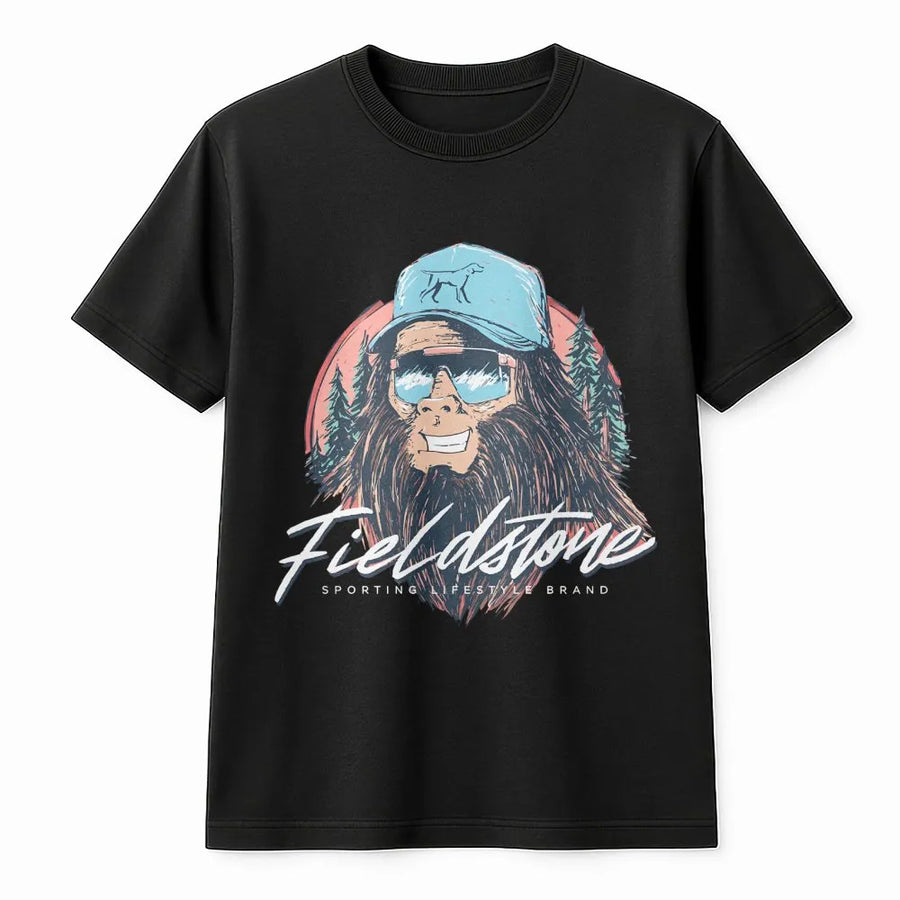Bigfoot Hunting T-Shirt | Retro Sasquatch Graphic Tee | Premium 100% Cotton | Funny Outdoorsman Gift for Camping and Fishing Enthusiasts