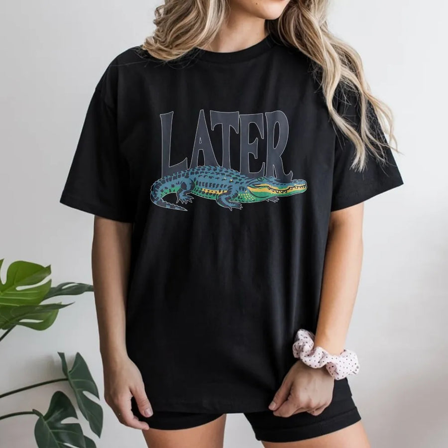 Later Gator T-Shirt | Vintage 90s Alligator Graphic Sweatshirt | Premium Cotton-Blend | Funny Y2K Aesthetic Gift for Animal Lovers