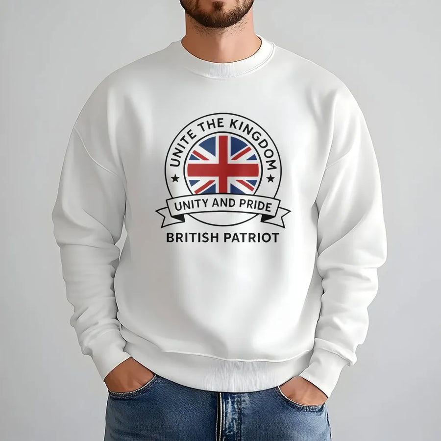 British Patriot Sweatshirt | Union Jack Flag Graphic Tee | Premium Cotton Blend | UK Pride Gift for England Scotland Wales Residents