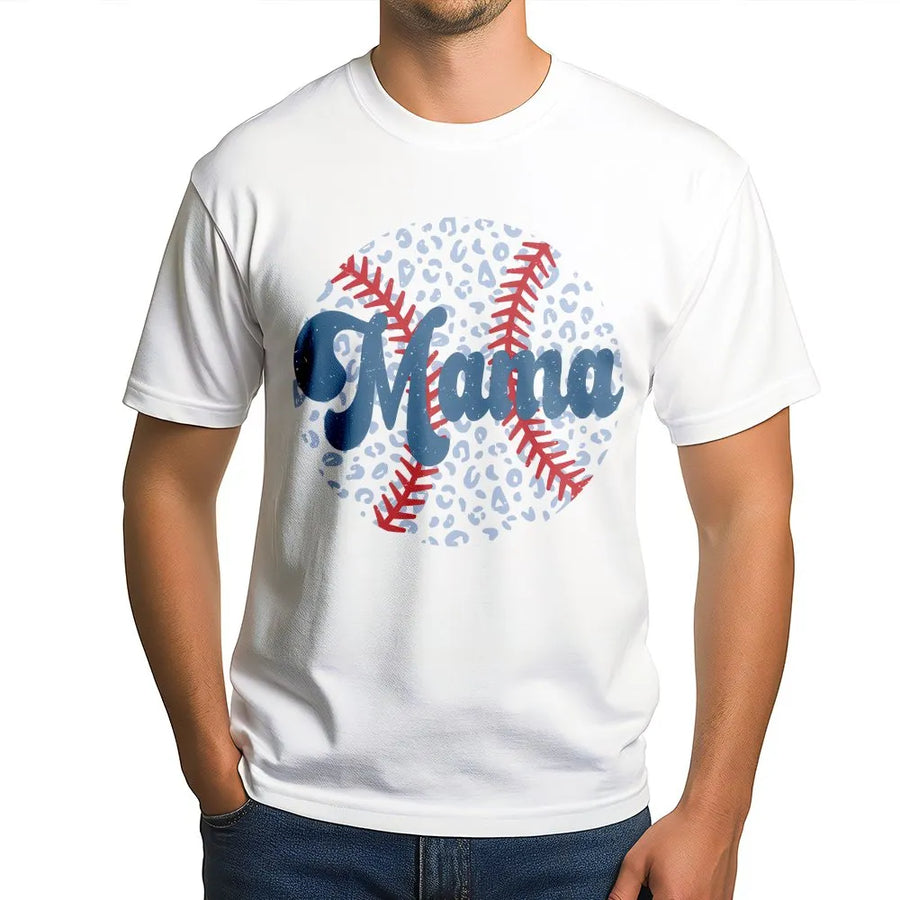 Baseball Mama T-Shirt | Leopard Print Baseball Graphic Tee | Soft Cotton Shirt | Mother's Day Gift for Baseball Lover