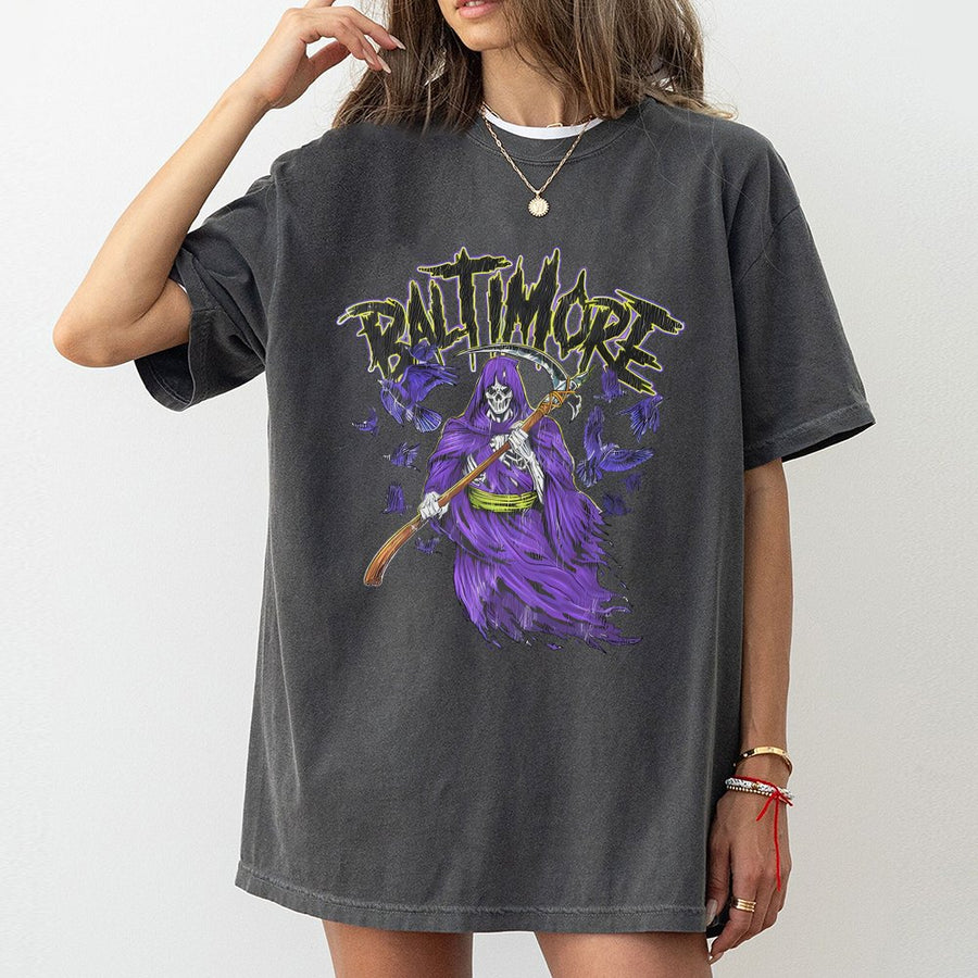 Baltimore Grim Reaper With Scythe And Ravens T-Shirt
