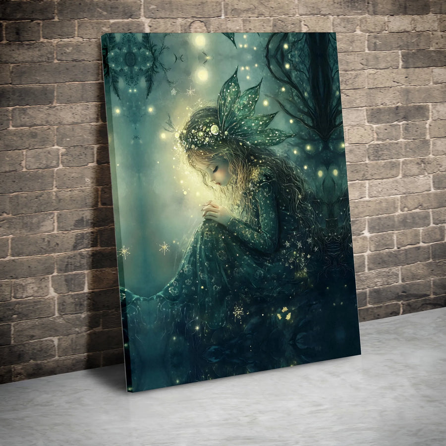 Enchanted Forest Fairy Wall Art | Magical Glowing Pixie Illustration | Premium 1.25-Inch Gallery Canvas | Whimsical Home Decor Gift
