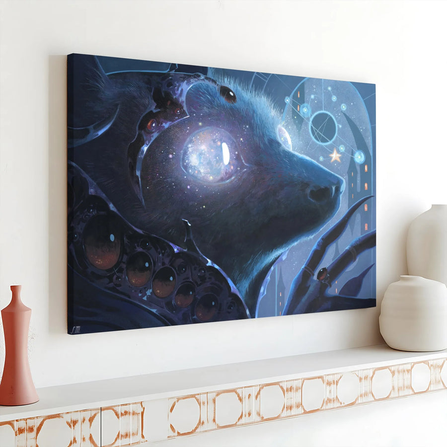 Cosmic Stargazer Animal Canvas | Galaxy Eye Fantasy Art Print | Premium Thick Gallery Canvas | Collector's Gift for Sci-Fi Fan