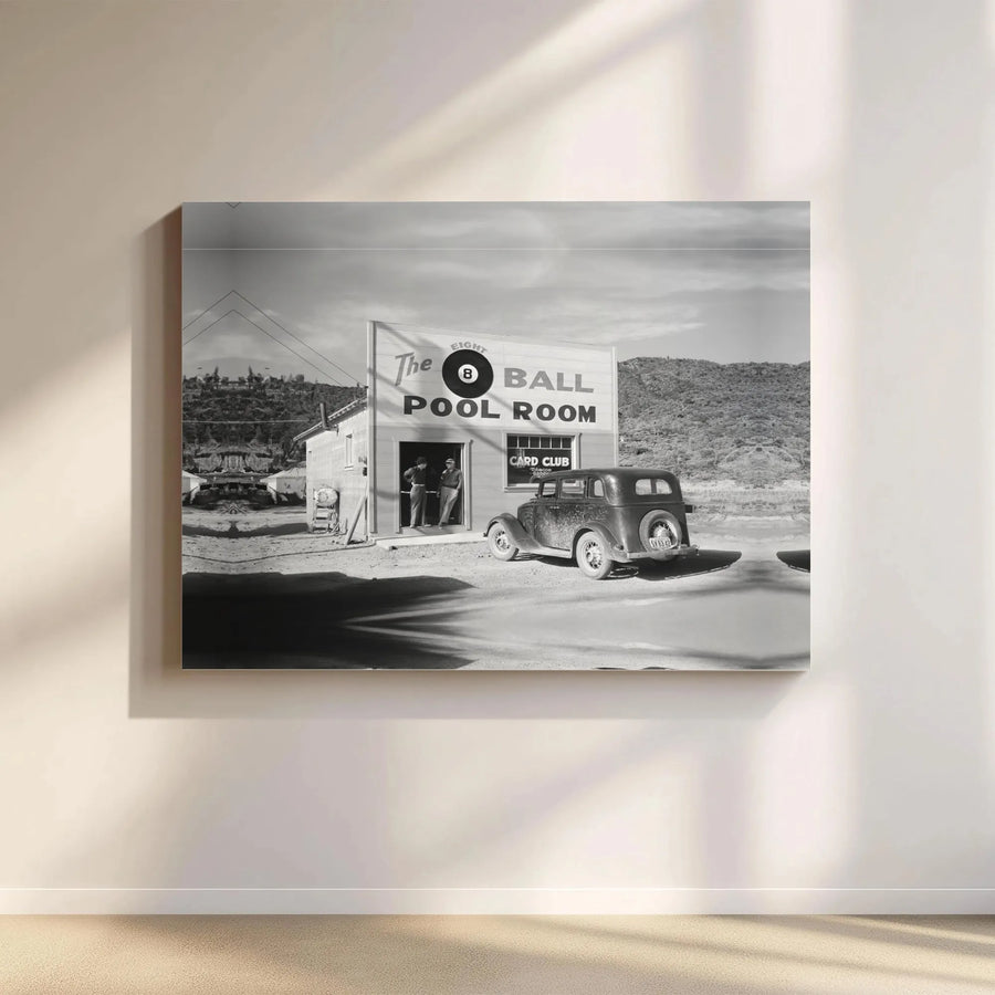 Vintage Pool Hall Wall Art | 1930s Classic Car Photography | Premium Gallery Wrapped Canvas | Retro Americana Decor Gift for Pool Players