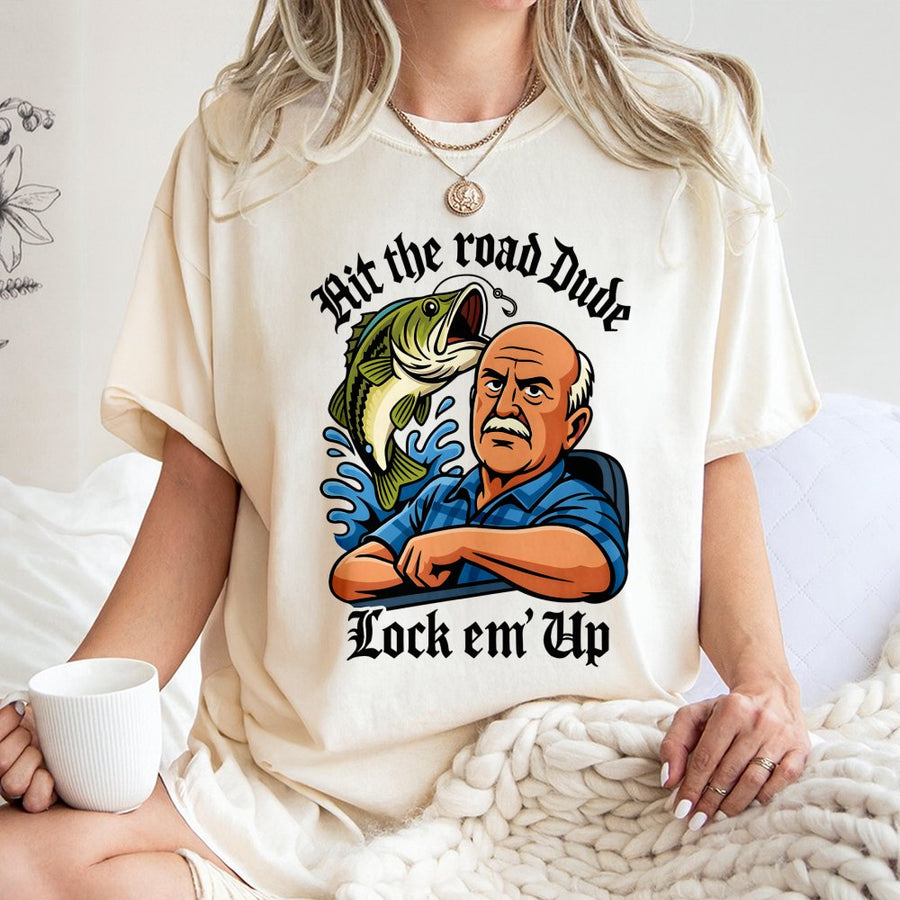 Fishing T-Shirt | Funny Bass Fisherman Graphic Design | 100% Cotton Premium Tee | Unique Gift for Grandpa or Dad Who Loves Fishing