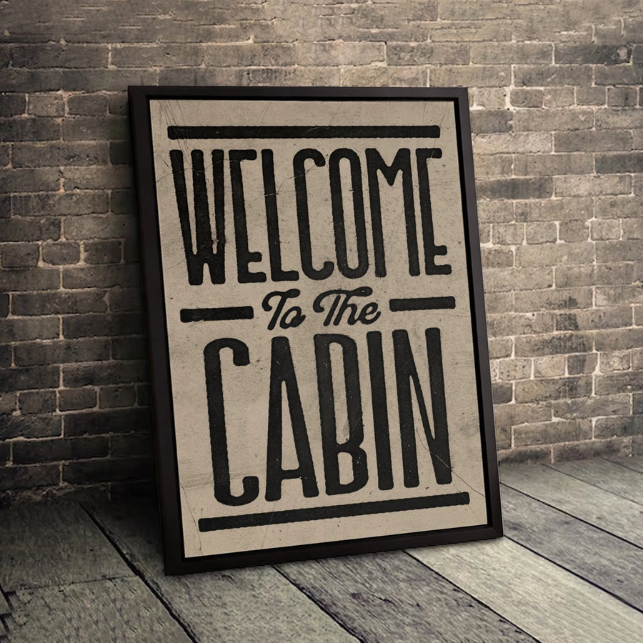 Welcome To The Cabin Canvas Wall Art | Rustic Typography Sign | Premium 1.25-Inch Gallery Wrap | Cozy Home Decor Gift For Lake House Enthusiasts