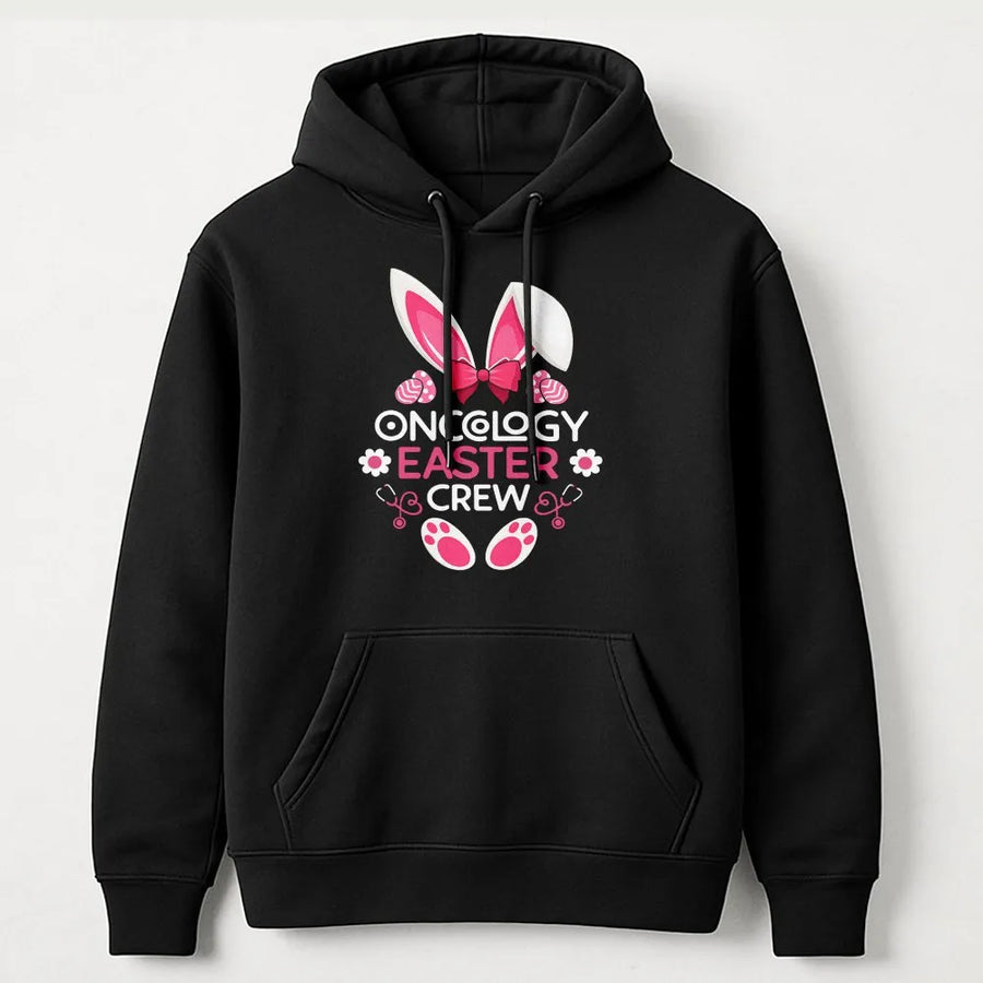 Oncology Easter Crew Hoodie | Nurse Bunny Ears Stethoscope Graphic | Premium Cotton Blend | Gift for Oncology Nurse & Healthcare Team