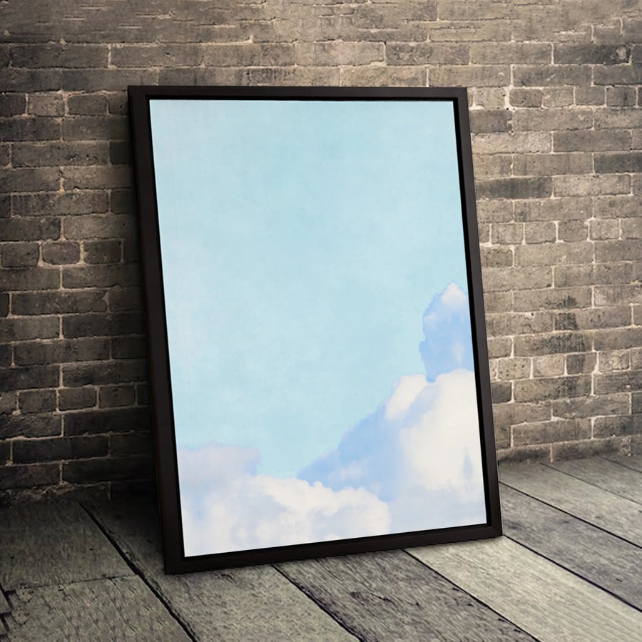 Blue Sky Canvas Wall Art | Fluffy White Clouds Nature Print | 1.25 Inch Premium Gallery Wrap | Serene Home Office Decor