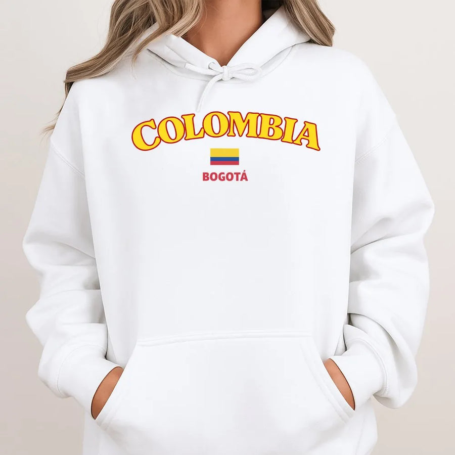 Colombia Flag Hoodie | Vintage Colombian Pride Graphic | Soft Cotton-Blend Premium Sweatshirt | Gift for Travel Lovers and Patriots