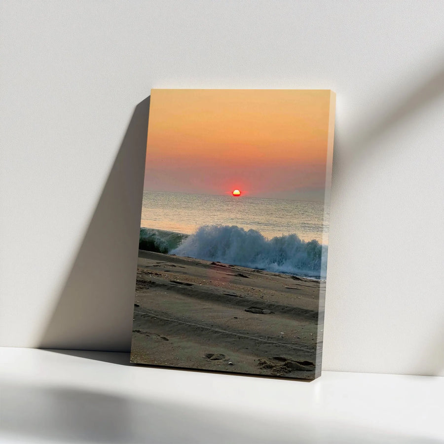 Ocean Sunrise Wall Art | Coastal Breaking Wave Canvas Print | Premium 1.25-inch Gallery Wrap | Serene Beach Home Decor Gift