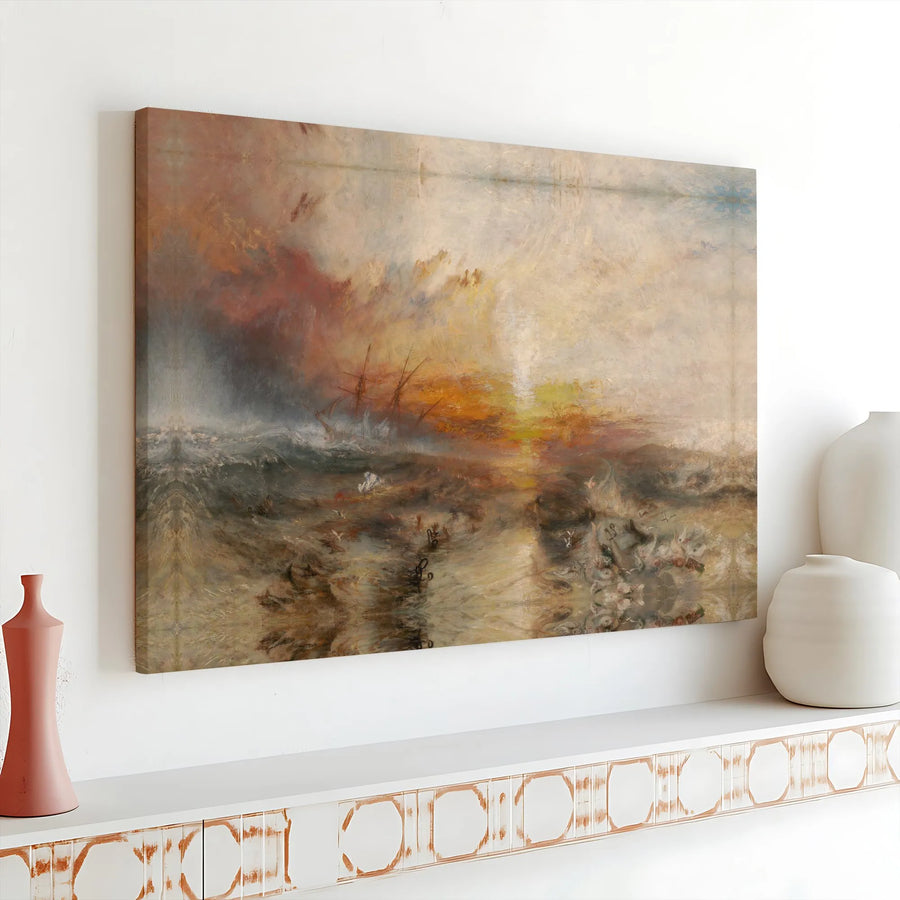 JMW Turner The Slave Ship Canvas Wall Art | Famous Romanticism Seascape Print | Premium Gallery Wrapped Canvas | Classic Art Collector's Home Decor Gift
