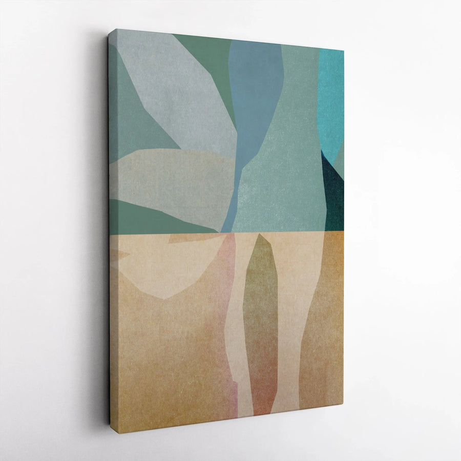 Abstract Geometric Vertical Canvas | Minimalist Earth Tone Color Block Art | Premium 1.25" Thick Gallery Wrap | Limited Edition Modern Home Decor