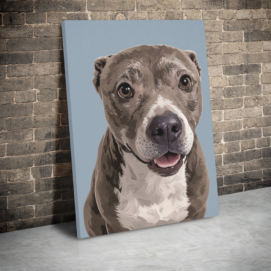 Pit Bull Dog Wall Art | Stylized Pet Portrait Canvas | Gallery Wrap Premium Decor | Perfect Gift For Dog Lovers