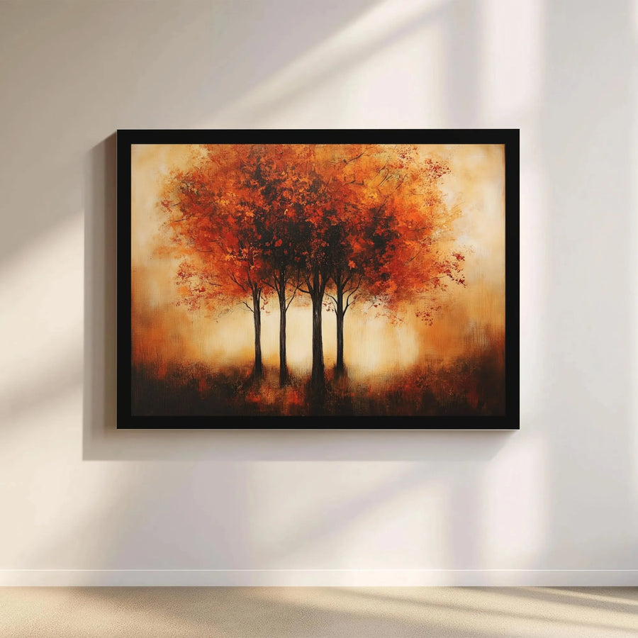 Autumn Tree Canvas Wall Art | Abstract Fall Forest Landscape Print | Premium 1.25-Inch Gallery Wrap | Seasonal Home Office Decor Gift