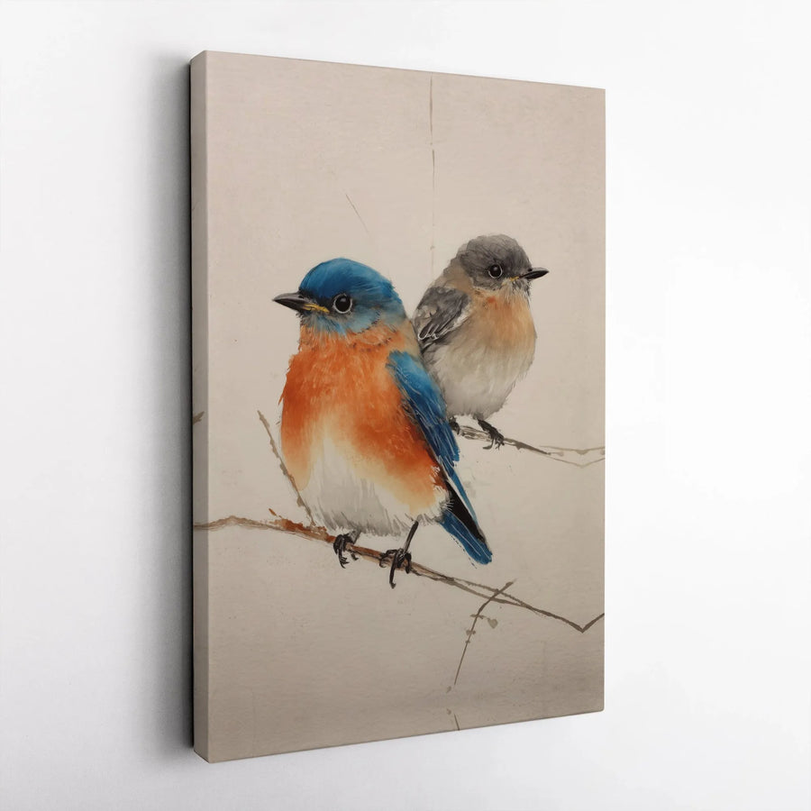 Bluebird Canvas Wall Art | Watercolor Bird Painting | Premium Framed Canvas | Gift for Bird Watcher & Nature Lover Home Decor