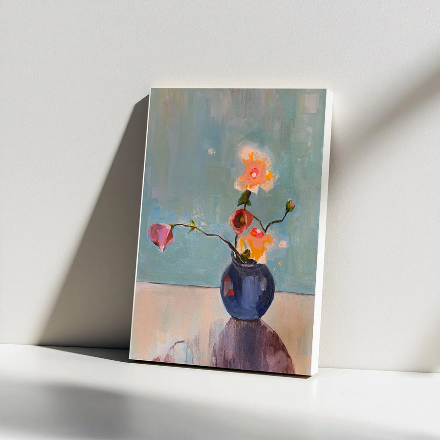 Abstract Floral Canvas Wall Art | Modern Impressionist Still Life Painting | Premium Gallery Wrapped Canvas | Living Room Home Decor Gift