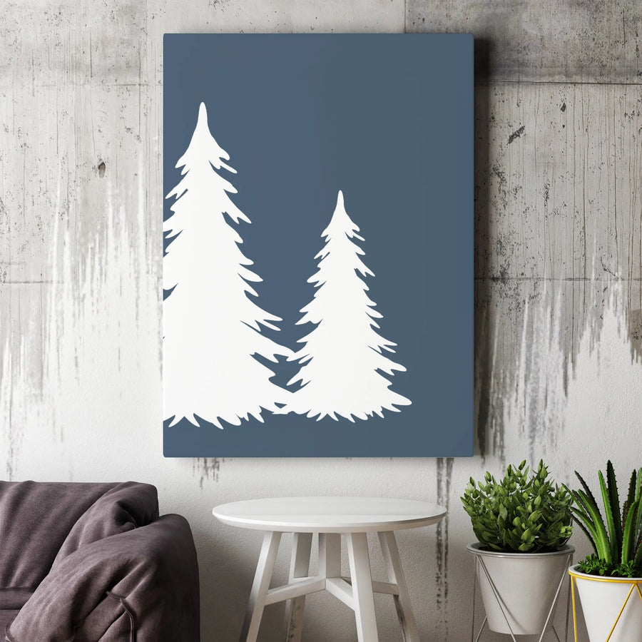 Pine Tree Canvas Wall Art | Minimalist Forest Silhouette Print | Premium Gallery Wrapped Canvas | Modern Rustic Cabin Decor Gift