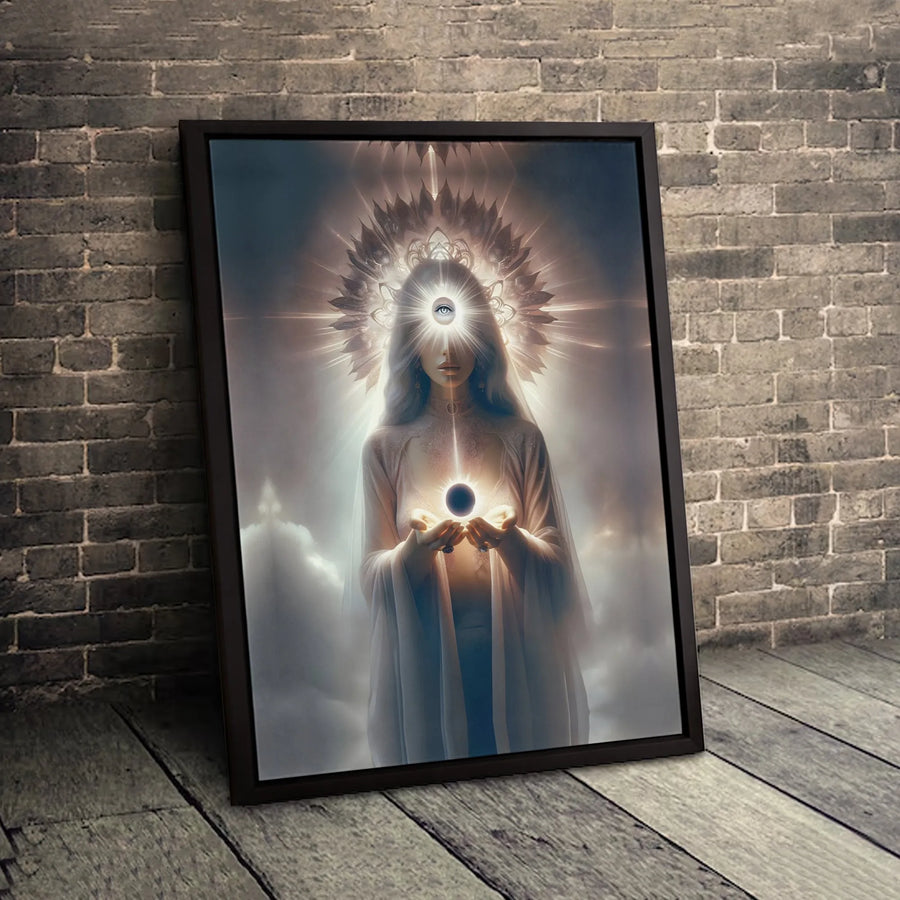 Spiritual Goddess Canvas Wall Art | Third Eye Divine Light Celestial Print | Premium Gallery Wrap Decor | Meditative Zen Gift for Her