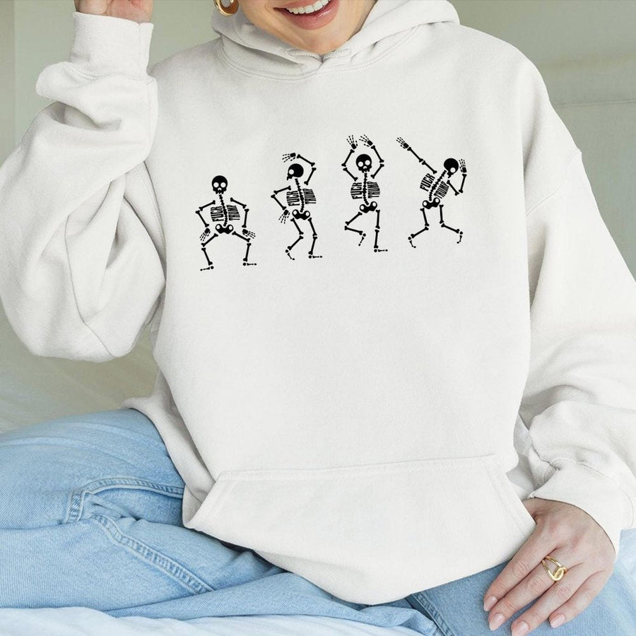 Dancing Skeleton Hoodie | Graphic Print | Premium Cotton-Blend | Feminist & Liberal Gift for Adults
