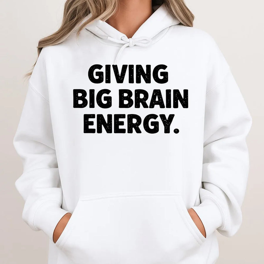 Funny Test Day Hoodie | 'Giving Big Brain Energy' Graphic Tee | Premium Cotton Shirt | Gift for Students & Teachers