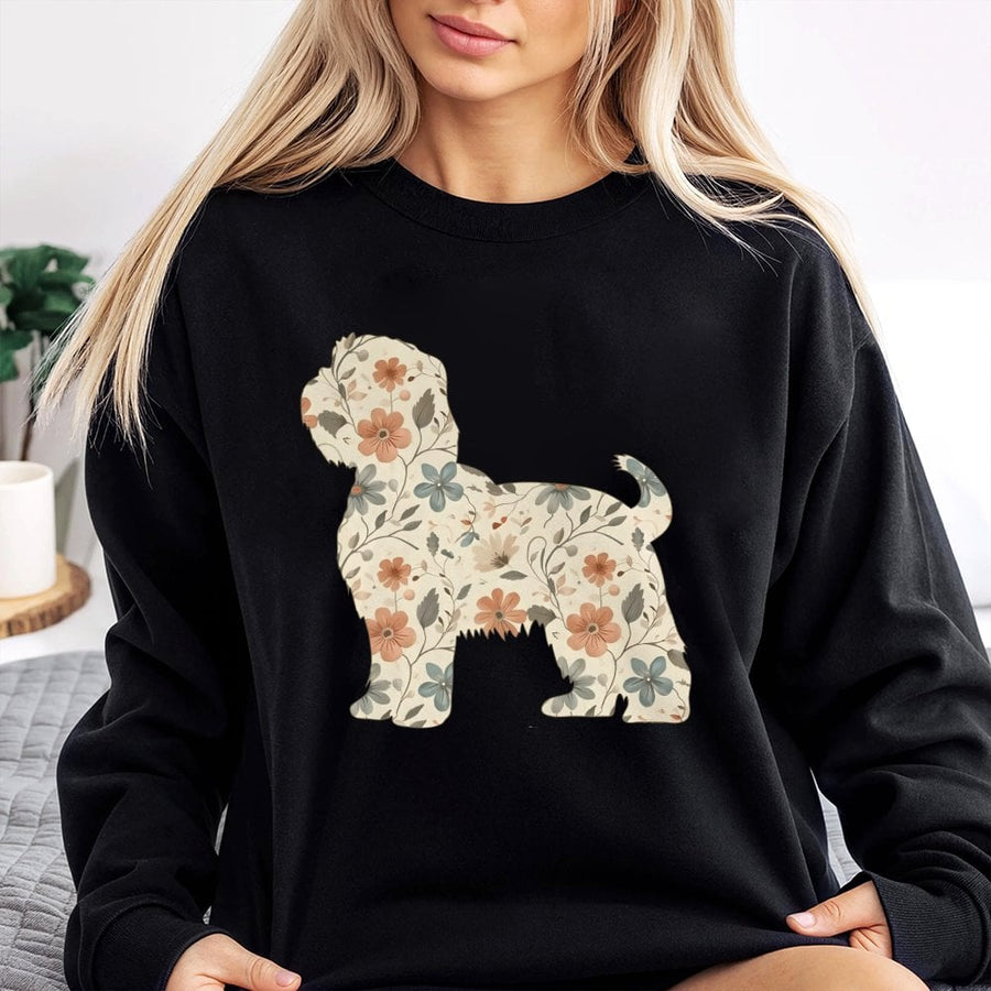 Shih Tzu Wildflower Sweatshirt | Floral Dog Art Graphic Pullover | Premium Cotton Blend Cozy Crewneck | Perfect Gift For Dog Mom Puppy Owners