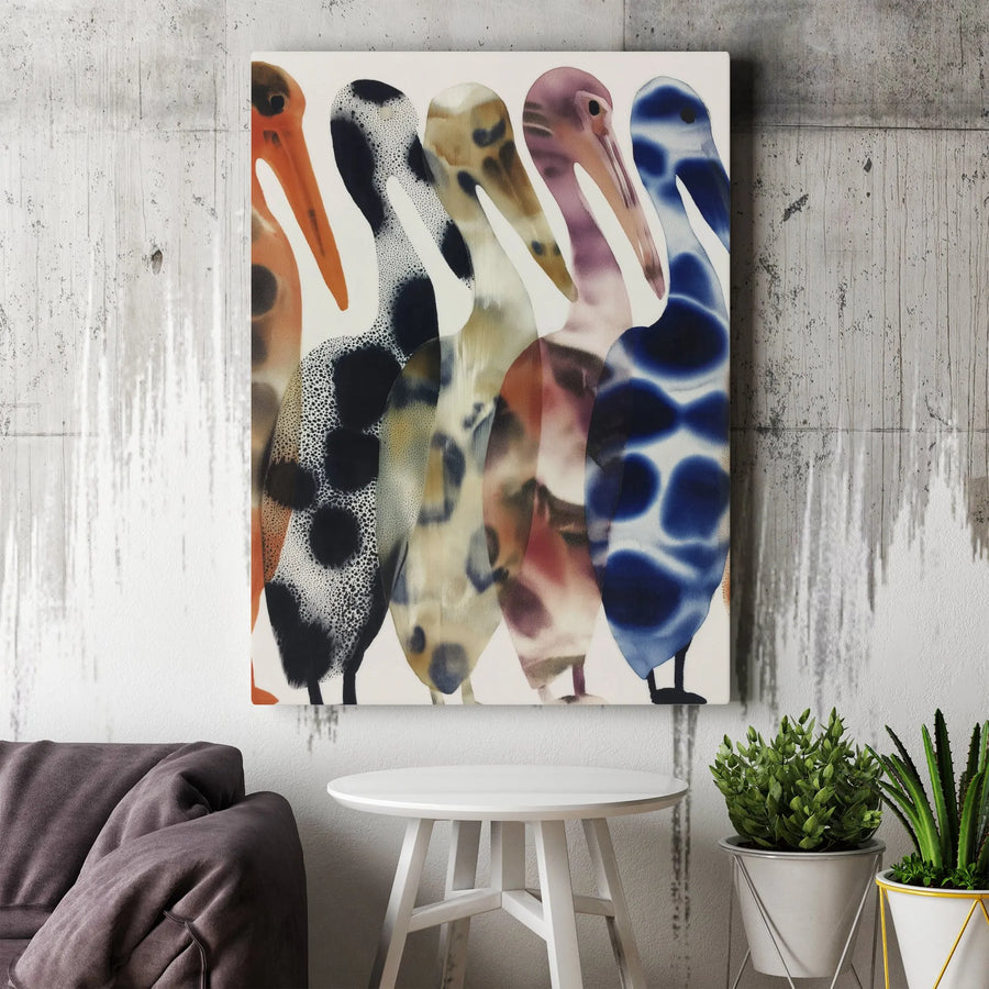 Modern Bird Wall Art Canvas | Abstract Pelican Watercolor Print | Premium 1.25" Thick Gallery Wrap | Unique Coastal Home Decor Gift