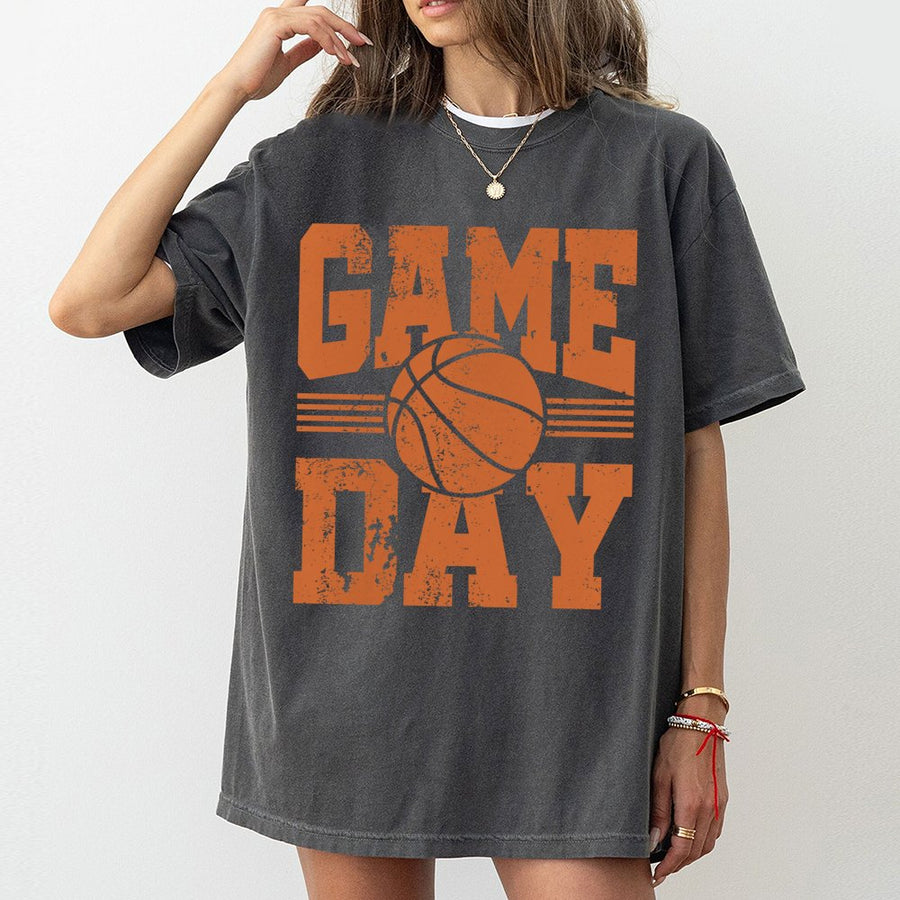 Game Day Basketball T-Shirt | Distressed Graphic Sports Tee | 100% Cotton Premium Quality | Perfect Gift for Basketball Fans and Players