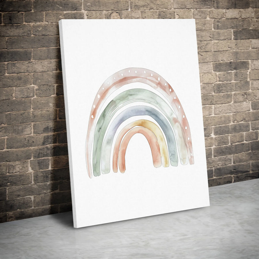 Boho Watercolor Rainbow Canvas Wall Art | Muted Earth Tone Nursery Decor | Premium Gallery Quality Print | Minimalist Modern Home Gift