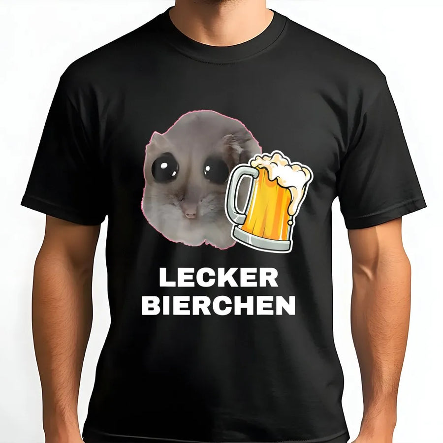 Lecker Bierchen T-Shirt | Funny Hamster Beer Meme Graphic | Premium Soft Cotton Tee | Party Festival Gift for Beer Lovers