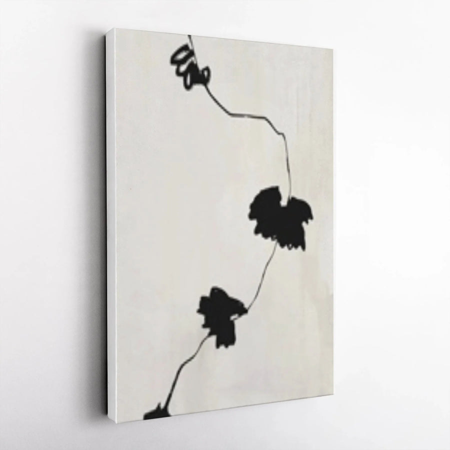 Abstract Botanical Silhouette Canvas Print | Modern Black and White Plant Shadow Art | Premium Fade-Resistant Print | Gift for Modern Home Decor