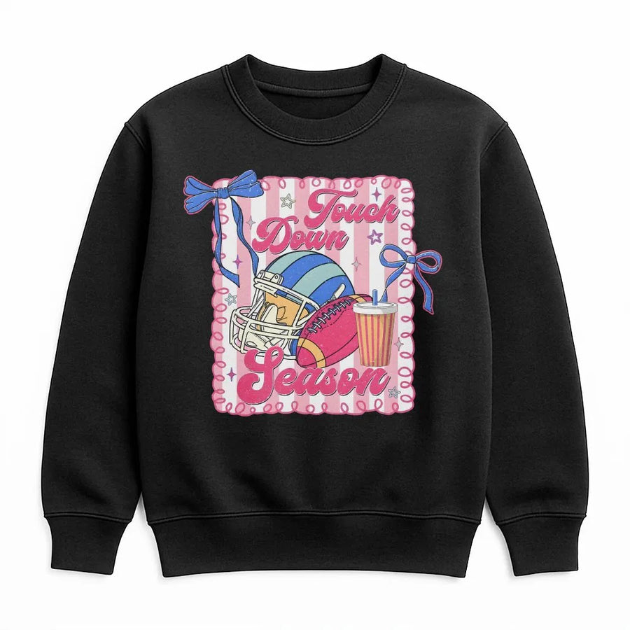 Coquette Football Sweatshirt | Touchdown Season Retro Graphic with Bows | Premium Comfort Colors | Game Day Gift for Football Mama