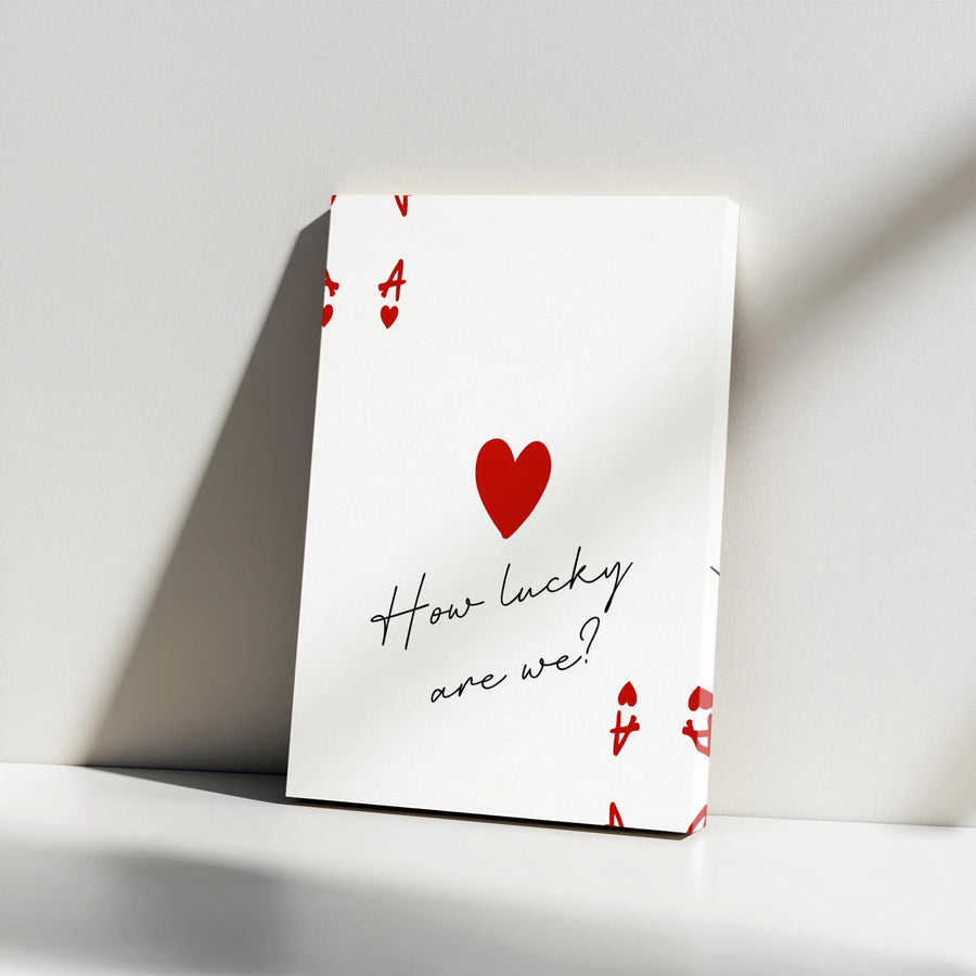 Ace of Hearts Canvas Wall Art | 'How Lucky Are We' Romantic Quote | Premium Gallery Wrapped Canvas | Anniversary Gift for Couple