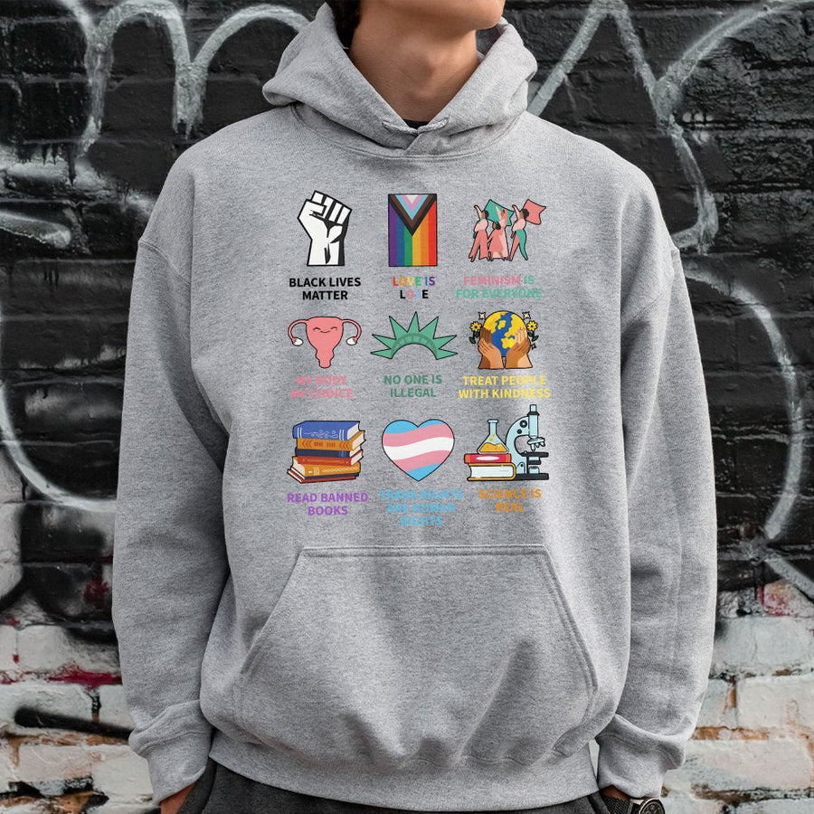Social Justice Hoodie | Human Rights Equality Activism Graphic Design | Cotton-Poly Premium Blend | Gift For Progressive Allies And Supporters