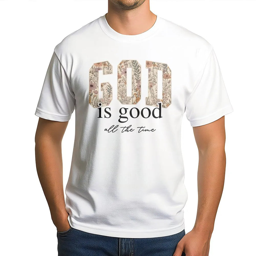 God is Good Christian T-Shirt | Vintage Floral Text Design | Premium Cotton Blend | Inspirational Religious Gift for Women