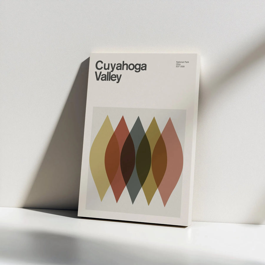 Cuyahoga Valley National Park Art | Mid-Century Modern Minimalist Poster | Premium Gallery Wrapped Canvas | Ohio Travel Gift Wall Decor