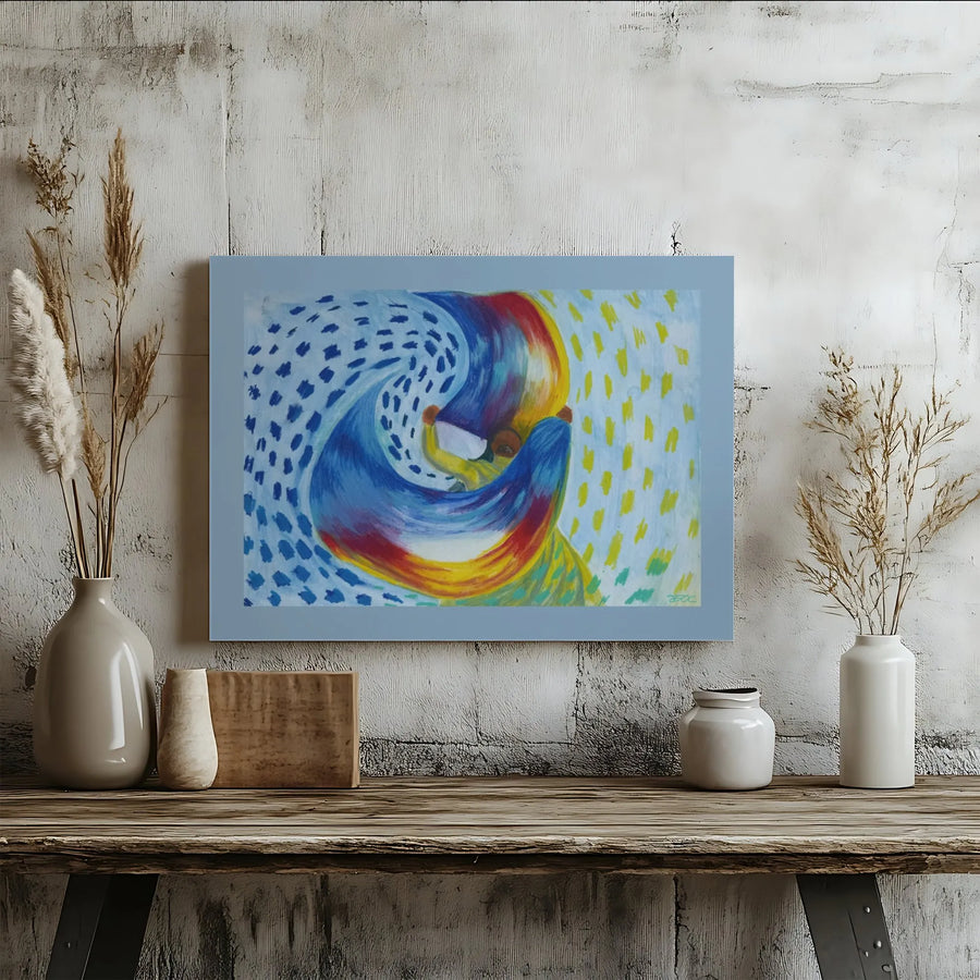 Abstract Canvas Wall Art | Colorful Two Figures Swirl Painting | Premium Gallery Wrapped 1.25" Profile | Modern Living Room Home Decor Gift