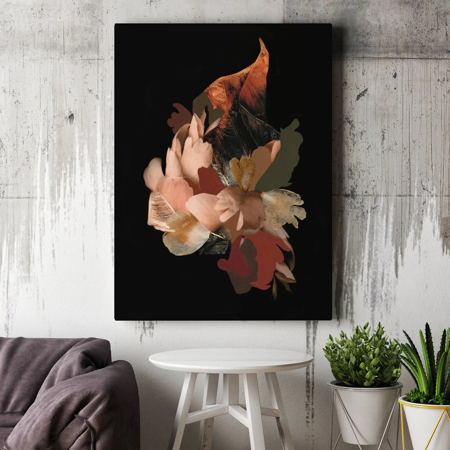 Abstract Floral Canvas Wall Art | Moody Botanical Collage Print | Thick Gallery Wrap Canvas | Modern Home Decor Gift