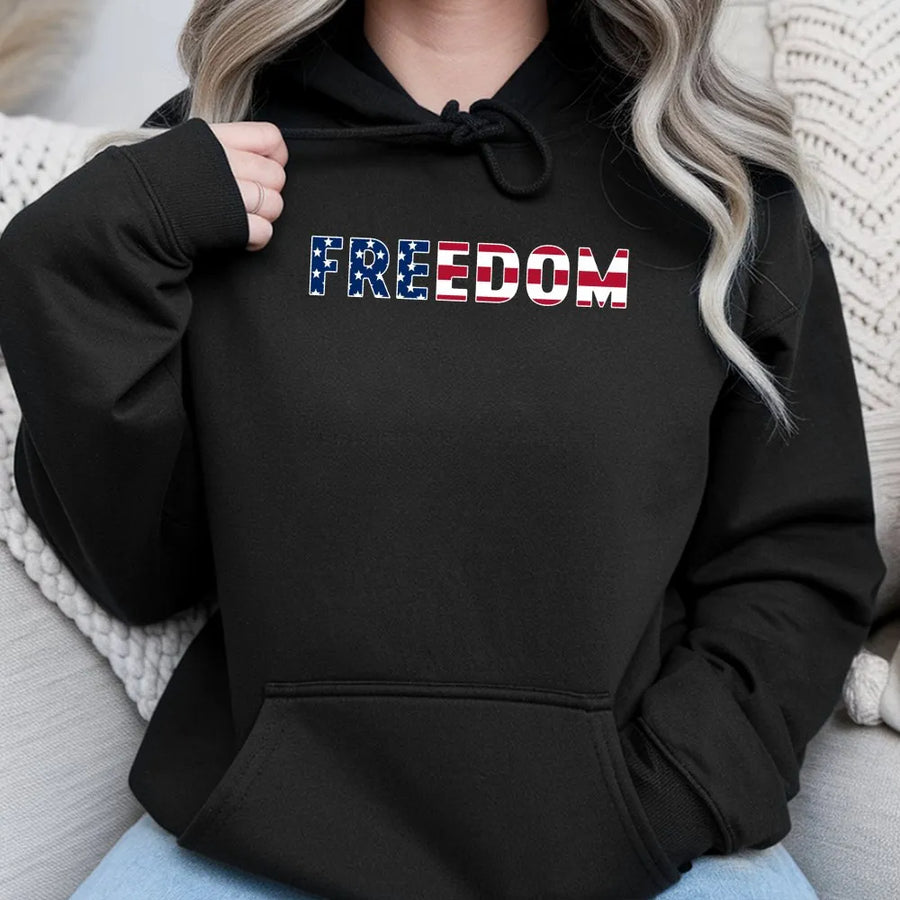 Freedom Hoodie | American Flag USA Graphic Tee | Premium Cotton | 4th of July Gift for Men and Women