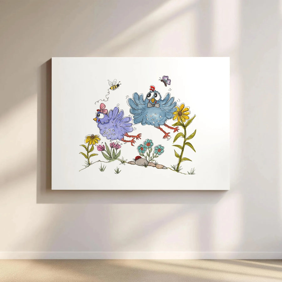 Whimsical Chicken Canvas Print | Playful Farm Animals Art | Premium Thick Gallery Wrap | Gift for Kids Room & Nursery Decor