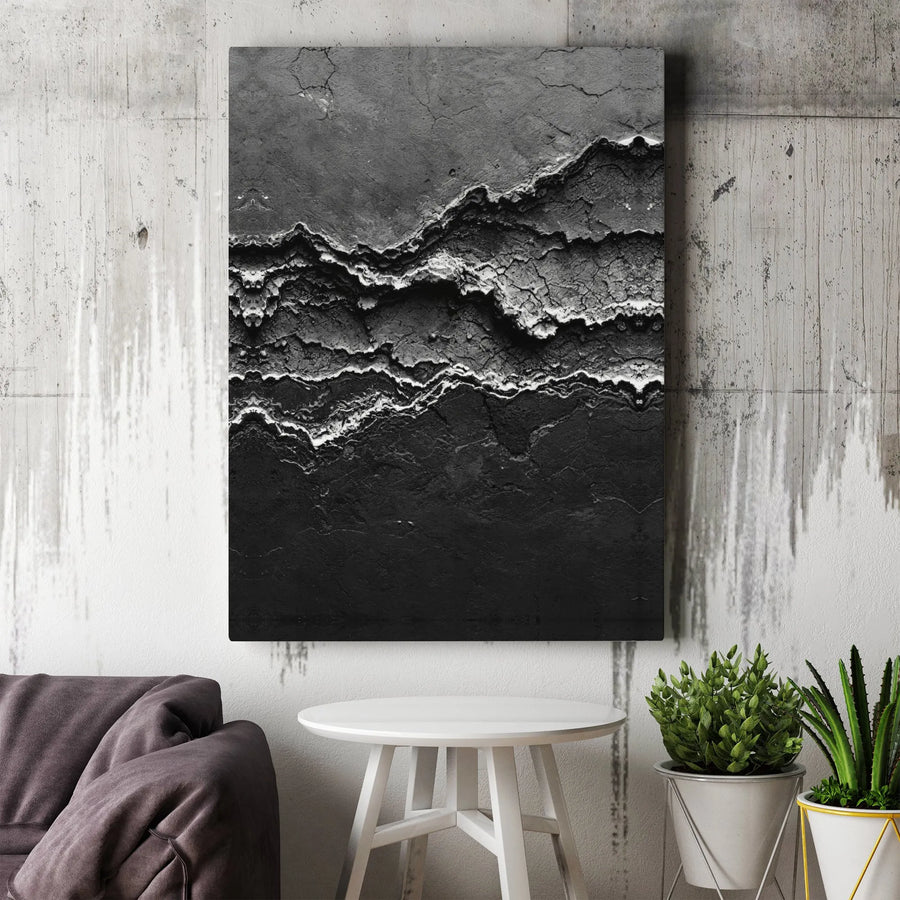 Abstract Canvas Wall Art | Textured Monochrome Geode Print | Premium Fade-Resistant Ink | Modern Home & Office Decor Gift