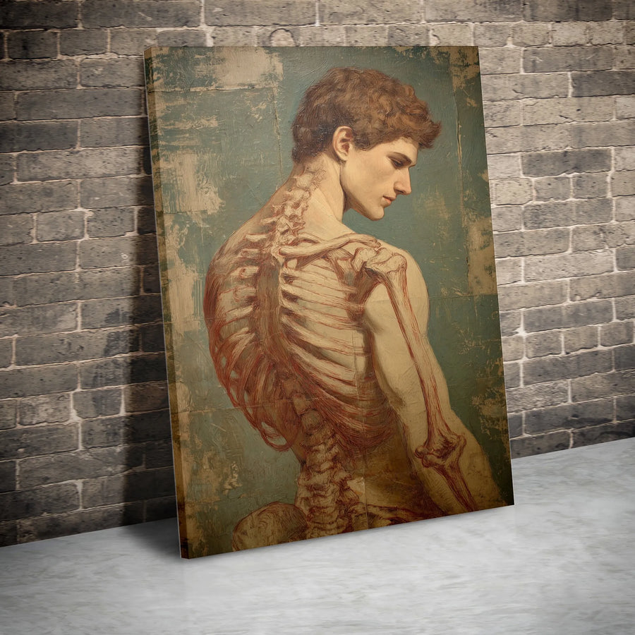 Anatomical Human Skeleton Art | Dark Academia Renaissance Wall Decor | Premium 1.25-Inch Canvas Print | Gothic Home Office Aesthetic